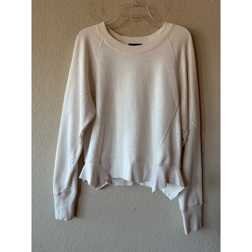 J. Crew Womens Cream Ruffle Hem Sweatshirt Cotton C1925 Ivory Size M